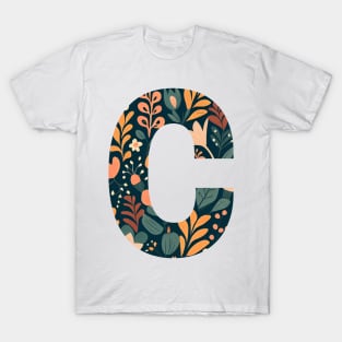 Whimsical Floral Letter C T-Shirt